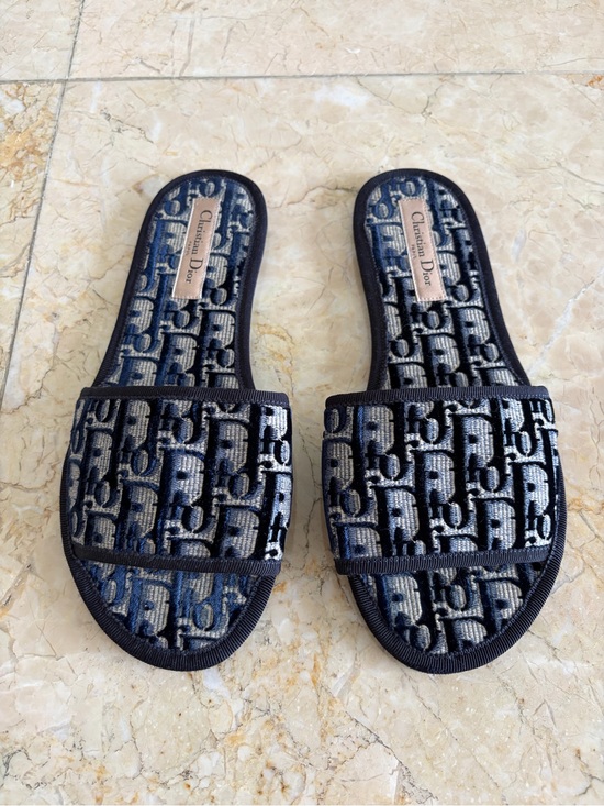 Dior Shoes - Dior Navy Slide Sandals